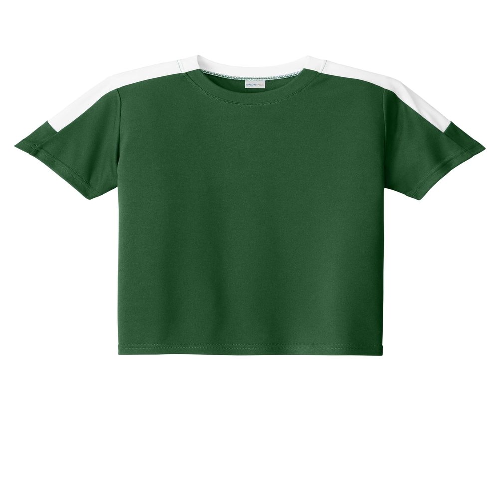 SPORT-TEK Youth Competitor United Crew Forest Green/White