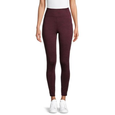 ClimateRight by Cuddl Duds Women's Plush Warmth High Waisted Base Layer Leggings (Berry Space Dye) (X-Small)