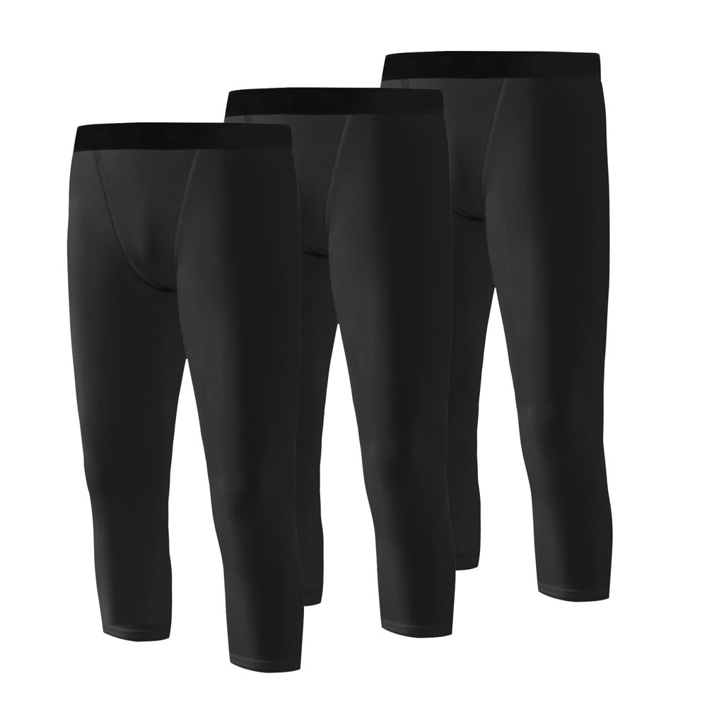 Hotfiary 2/3 Pack Boys Compression Leggings Basketball Base Layer Athletic Pants Tights Kids Soccer Workout Baselayer