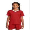 SPORT-TEK Youth Competitor United V-Neck | Kids' Lightweight Shirt for Spring & Summer, Breathable Clothing for Boys & Girls Deep Red/White view 1