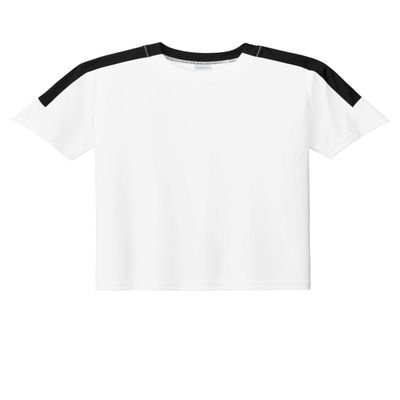 SPORT-TEK Youth Competitor United Crew | Spring & Summer Lightweight Shirt for Kids, Athletic Fit Clothing for Boys and Girls White/Black
