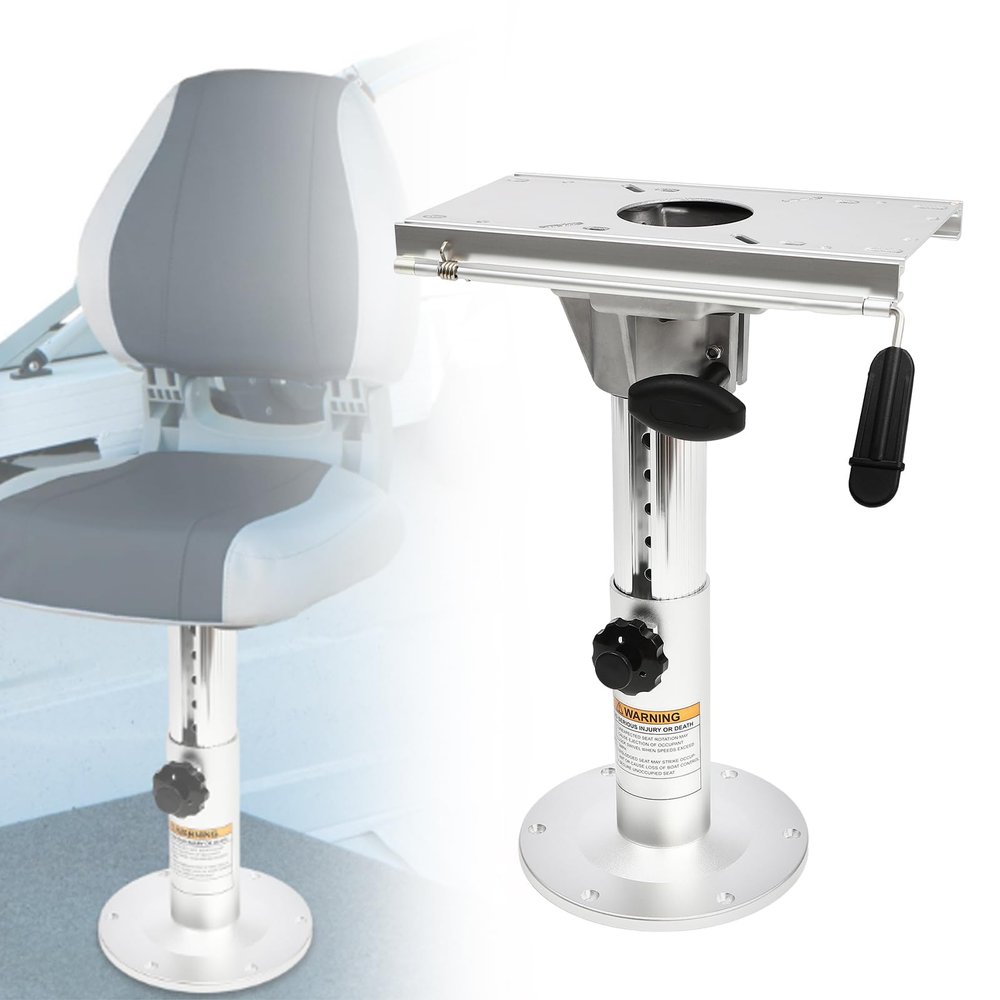 Boat Seat Pedestal with Seat Slide Seat Mount, Adjustable Height from 13" to 19", Boat Marine Seat Pedestal Base Post Locking Boat Seat Base for Most Boat Seat Mount