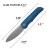 Petrified fish PFE16 Elcamino Folding Knife,3.15" N690 Steel Blade, Micarta Handle Pocket knife for Camping Outdoor EDC (Blue Micarta) view 3
