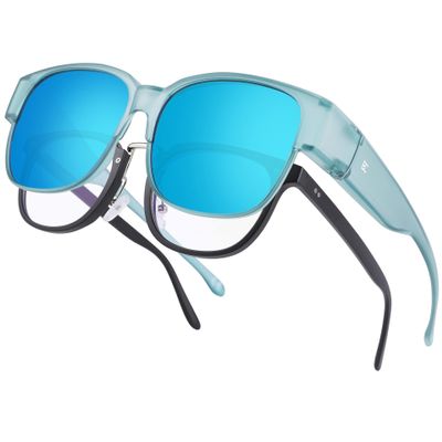 BIRCEN Polarized Fit Over Sunglasses: Wear Over Glasses Sunglasses Wrap Around Fitover Shades for Men Women UV Protection