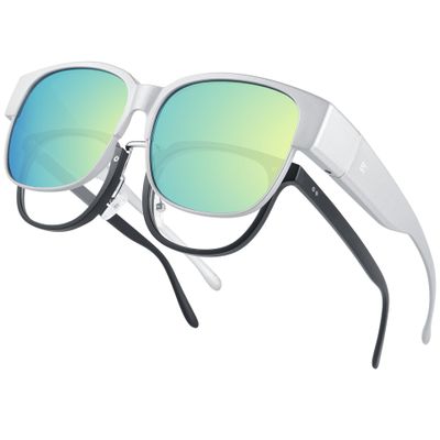 BIRCEN Polarized Fit Over Sunglasses: Wear Over Glasses Sunglasses Wrap Around Fitover Shades for Men Women UV Protection