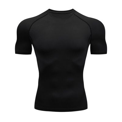 HYCOPROT Men's Compression Shirts Short Sleeve Athletic Workout T-Shirt Cool Dry Sports Baselayer Running Undershirts Tops Black