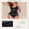 Aleumdr Women's High Cut One Piece Swimsuit Tummy Control Bathing Suit V Neck Cross Back Swimwear Shell Edge Black Medium view 4