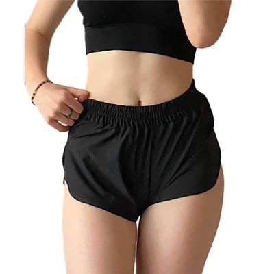 Twerk shorts with side slits, Booty shorts, High waist dance shorts, Pole dance clothes (Black, M)