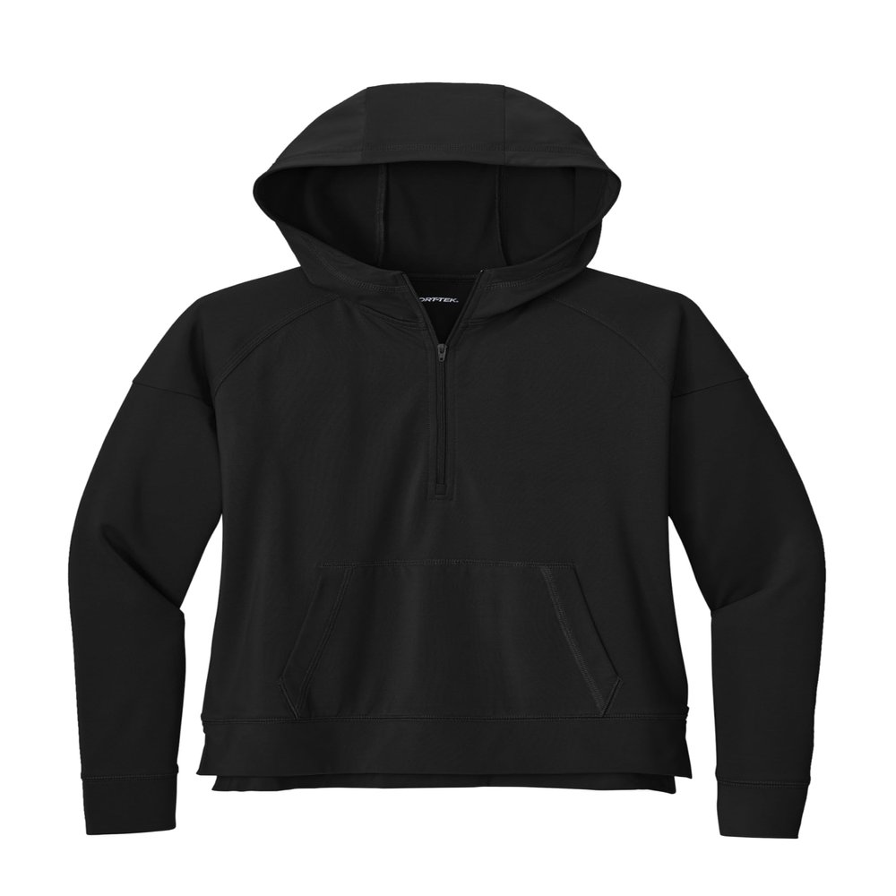 SPORT-TEK Women's Sport-Wick Stretch Half Zip Hoodie, Black, XX-Large