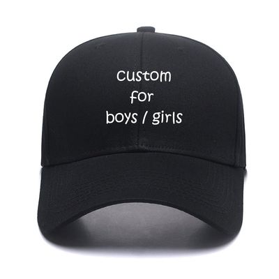 Samantha Customized Kids Hat Caps Embroidered Print Your Text on Solid Colors Sun Hat Cotton Cap for Boys Girls (Embroidery, Black)