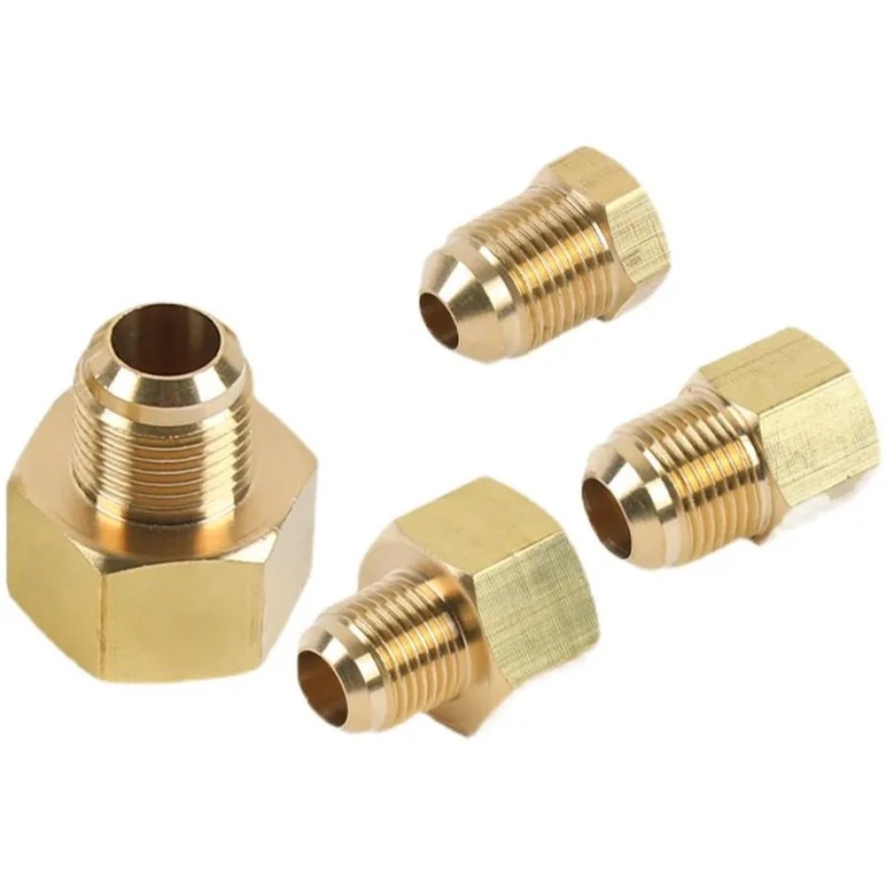 1pc Air Conditioning Copper Tube Female-Male sae Flare Thread Tube Adapter 1/4 3/8 1/2 5/8 3/4 Reducer Joint Brass Pipe fitting (Color : Without Nut, Size : Female 1l4 Male 3l8)