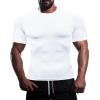 HYCOPROT Men's Compression Shirts Short Sleeve Athletic Workout T-Shirt Cool Dry Sports Baselayer Running Undershirts Tops White view 2
