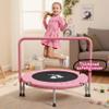 RAVS 36 inch Indoor Kids Trampoline for Toddler, Thicken Safety Pad, Updated Full Foam Covered Handle, Foldable Small Rebounder for Children Ages 1-6, Easy Quick Setup Jumping Playset, Pink view 2
