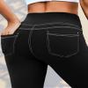 VOOVEEYA Curvy Womens Leggings, High Waisted Yoga Pants with Back Pockets, Tummy Control - Buttery Soft - Stretchy(Capri Black L) view 4
