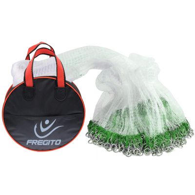 Nylon Monofilament Cast net,Japanese & Korean Style Throw Cast Net, with Iron Chain Weights Saltwater and Freshwater, Fishing Cast Net for Bait Trap Fish 3/8(Green 10FT)
