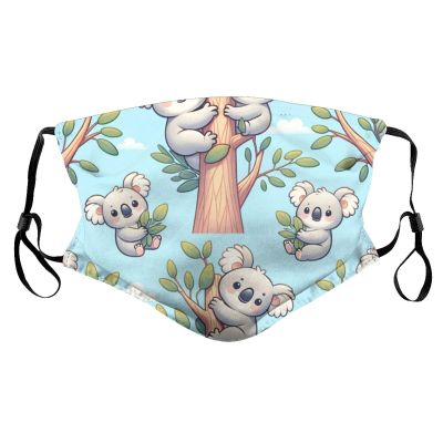 Reusable Cloth Face Masks with 2 Filters Cute-Australia-Koala-Bear Washable Face Covering Small Black