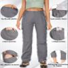 Women's Hiking Pants Convertible Quick Dry Lightweight Zip Off Fishing Travel Safari Pants #2193-Grey-16 view 3