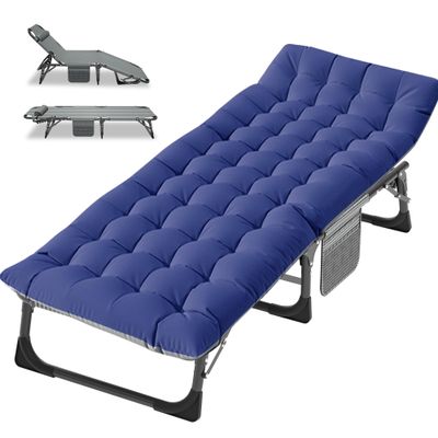 Barbella Folding Camping Cots for Adults, Adjustable 4-Position Adults Reclining Chaise with Pillow, Outdoor Lounge Chair Sleeping Cots Bed, Perfect for Camping, Pool, Beach, Patio, Onesize, Blue