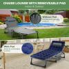 Barbella Folding Camping Cots for Adults, Adjustable 4-Position Adults Reclining Chaise with Pillow, Outdoor Lounge Chair Sleeping Cots Bed, Perfect for Camping, Pool, Beach, Patio, Onesize, Blue view 3
