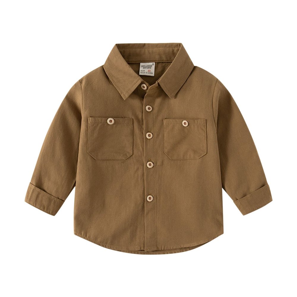 Little Boys Long Sleeve Shirt Kids Button Down Shirts Casual Dress Shirt Fall Tops Clothes (A, 4-5 Years)