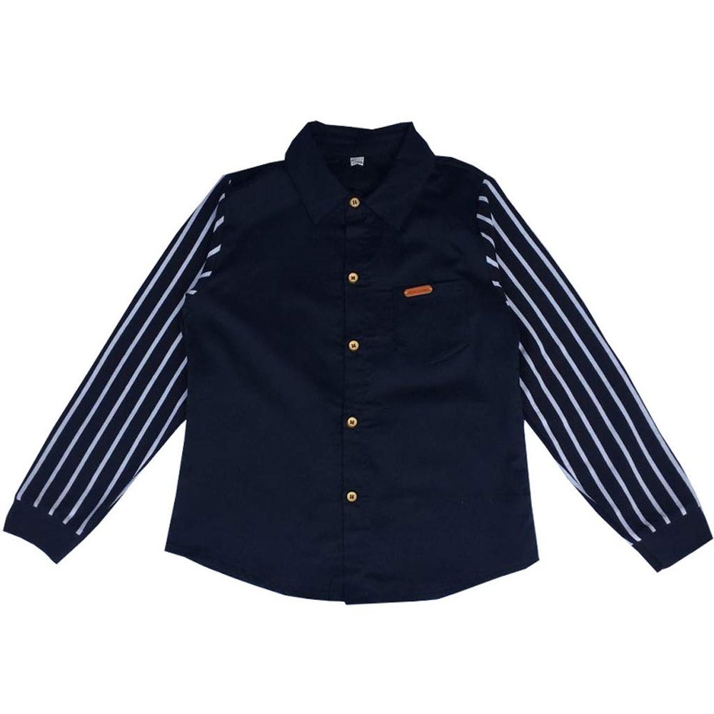 Baby Kids Boys Casual Dress Shirt Stripe Long Sleeve Lapel Button Down Shirts Winter Fall Tops Clothes (Navy, 7-9 Years)