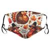 Reusable Cloth Face Masks with 2 Filters Thanksgiving-Turkey-Leaves Washable Face Covering Small Black view 1