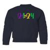 superhotapparel 2024 Mardi Gras Carnival Street Festival Groovy Youth Crewneck Sweatshirt (Navy, Youth Small) view 1
