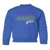 superhotapparel Mardi Gras Street Festival Carnival Letters Retro Youth Crewneck Sweatshirt (Royal, Youth Small) view 1