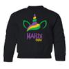 superhotapparel Unicorn Mardi Gras Carnival Cute Street Festival Youth Crewneck Sweatshirt (Black, Youth Medium) view 1