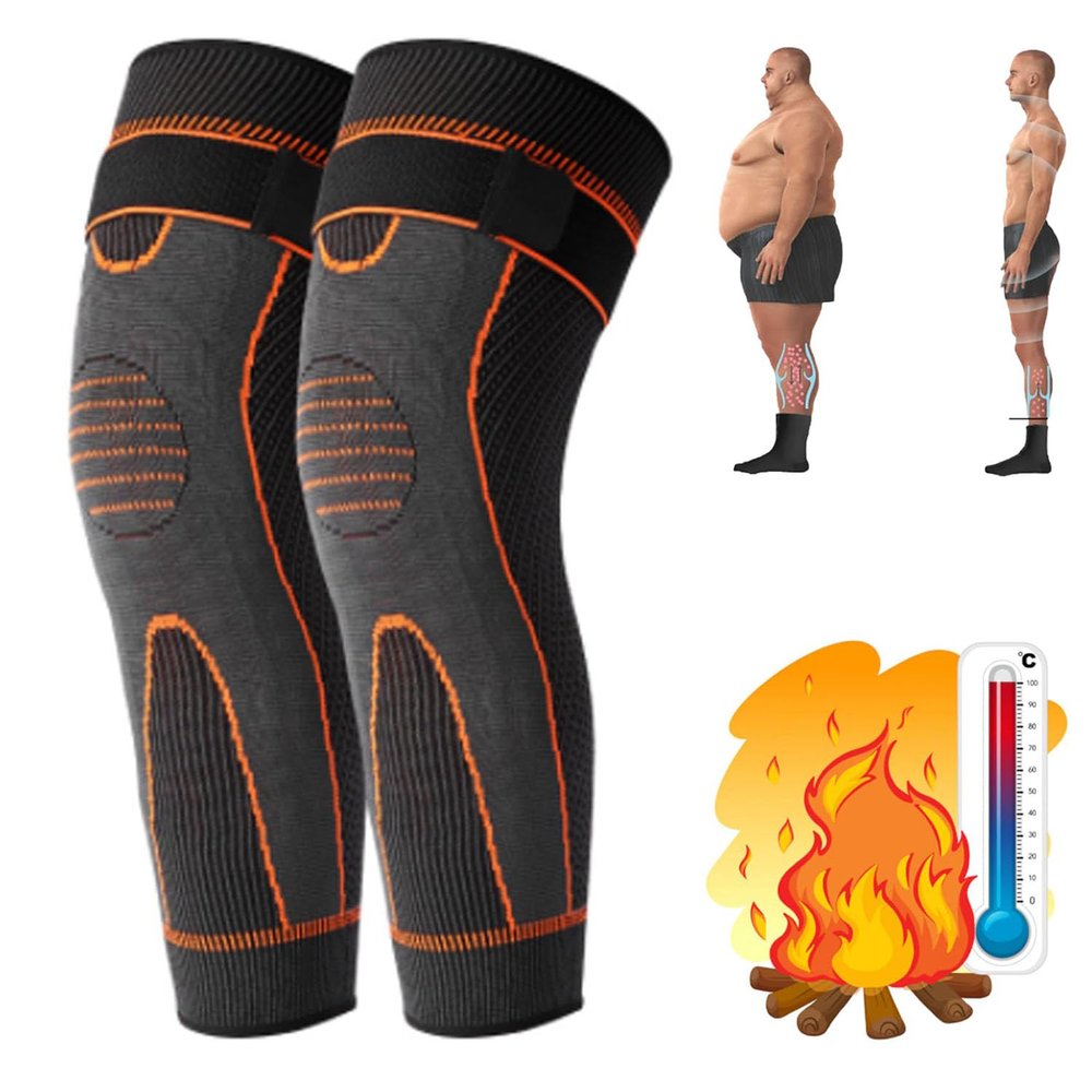 WitmAn Radiofrequency Herbal Thermal Knee SupportMugwort Tourmaline Acupressure Self-Heating Shaping Knee Sleeves Pads (Orange,M)