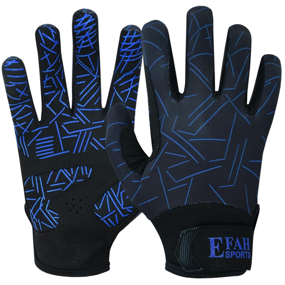 EFAH SPORTS Baseball Batting Gloves for Youth Adult Mens Kids Boys Padded Comfortable Softball Batting Gloves with Super Grip Finger Fit Palms (Blue, Adult Large)