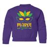 superhotapparel Mardi Gras Carnival Mask Beads Street Festival Youth Crewneck Sweatshirt (Purple, Youth X-Large) view 1