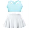 Huimingda Girls 2 Piece Tennis Golf Sports Outfit Sleeveless U Neck Tank Top with Pleated Skort Skirt Set Tracksuit Light Blue&White 8 Years view 1