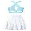 Huimingda Girls 2 Piece Tennis Golf Sports Outfit Sleeveless U Neck Tank Top with Pleated Skort Skirt Set Tracksuit Light Blue&White 8 Years view 2