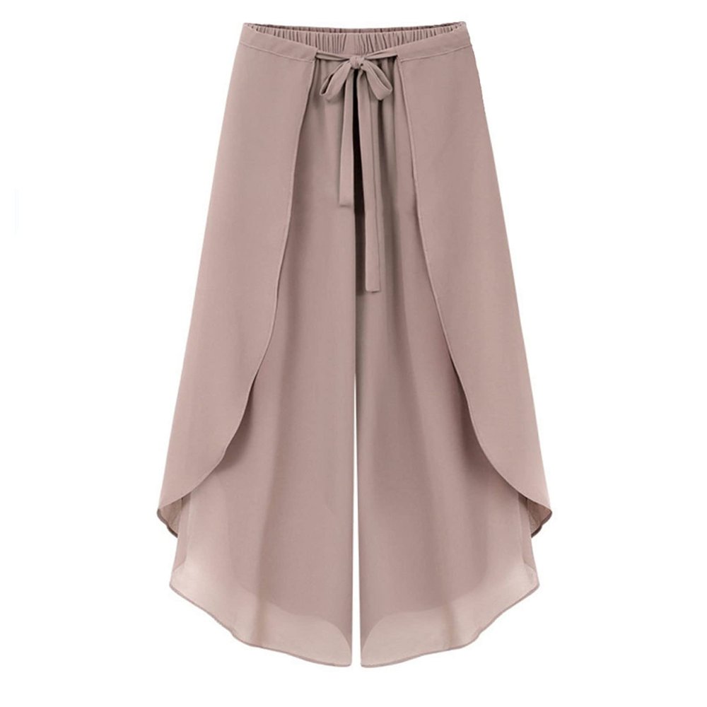 Women Flowy Split Wide Leg Pants High Waisted Yoga Pants Quick Drying Casual Pants Plus Size Palazzo (R1-Pink, XXL)