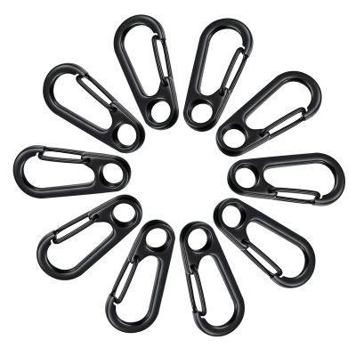 ZSYTF 10Pcs Zinc Alloy Carabiner Keychain Clip Spring Snap Hook Clip Buckle Heavy Duty Belt Key Holder Mini Keychain Carabiner Black Carabiner