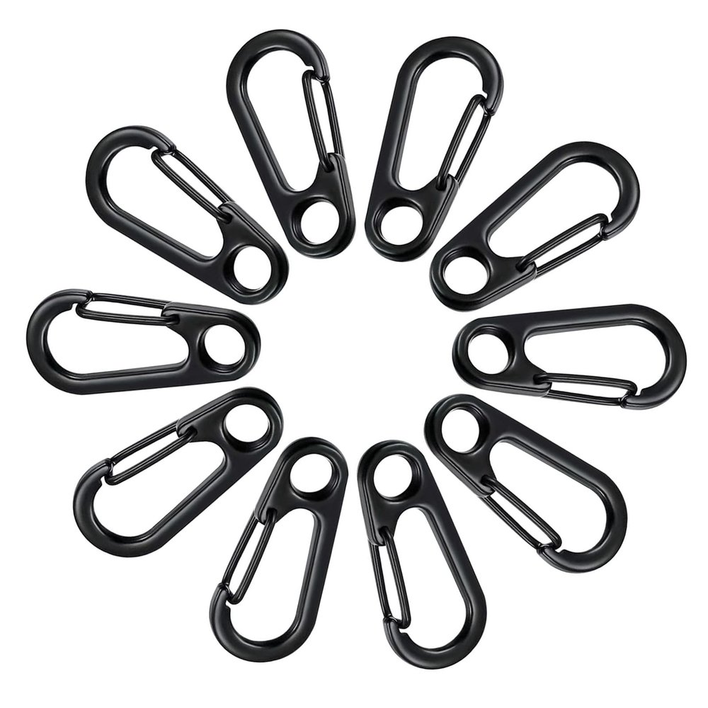 ZSYTF 10Pcs Zinc Alloy Carabiner Keychain Clip Spring Snap Hook Clip Buckle Heavy Duty Belt Key Holder Mini Keychain Carabiner Black Carabiner