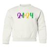 superhotapparel 2024 Mardi Gras Carnival Street Festival Groovy Youth Crewneck Sweatshirt (White, Youth Small) view 1
