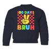 superhotapparel 100 Days Of School Bruh Teacher Student Funny Gift Youth Crewneck Sweatshirt (Navy, Youth X-Large) view 1