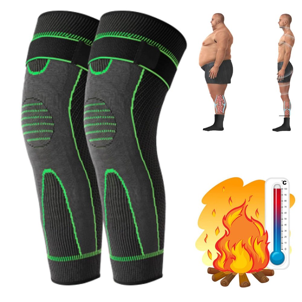 WitmAn Radiofrequency Herbal Thermal Knee SupportMugwort Tourmaline Acupressure Self-Heating Shaping Knee Sleeves Pads (Green,S)