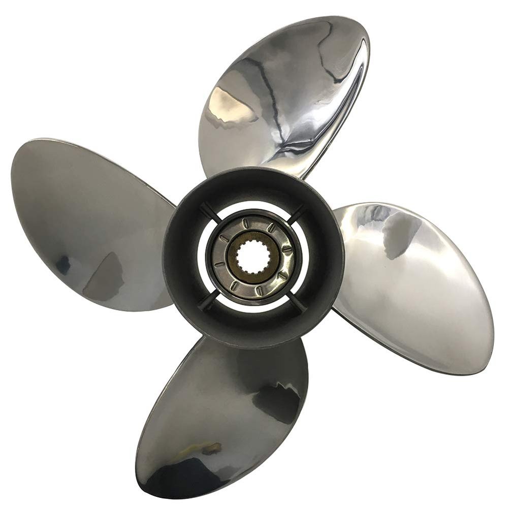 BARDOVEN 4 Blades 75-130HP 13x19 Stainless Steel Propeller 15 Tooth SS Prop Fit for Honda Outboard Motor