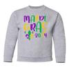 superhotapparel Mardi Gras Street Festival 2024 Carnival Groovy Youth Crewneck Sweatshirt (Ash, Youth Small) view 1
