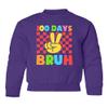 superhotapparel 100 Days Of School Bruh Teacher Student Funny Gift Youth Crewneck Sweatshirt (Purple, Youth X-Large) view 1