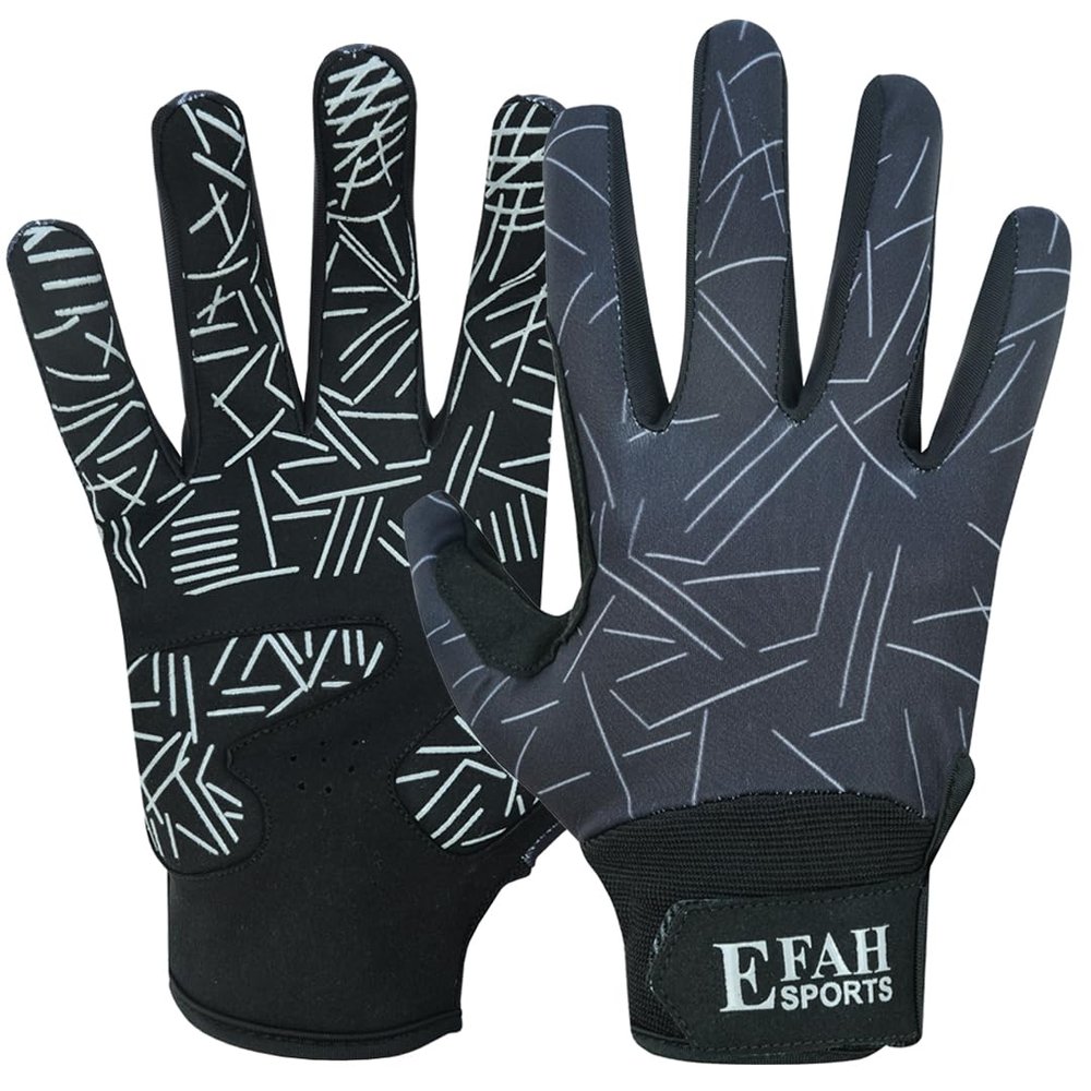 EFAH SPORTS Baseball Batting Gloves for Youth Adult Mens Kids Boys Padded Comfortable Softball Batting Gloves with Super Grip Finger Fit Palms (Grey, Youth X Small)