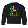 superhotapparel Queen Of Mardi Gras Carnival Fool Hat Street Festival Youth Crewneck Sweatshirt (Black, Youth Medium) view 1