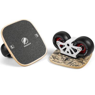 FreeSkates Portable Roller Road Drift Skates Plate, Maple Deck Anti-Skid Plate, Split Skateboard with PU Wheels, high-end Bearings(White)