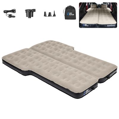 JOYTUTUS SUV Air Mattress,Foldable Camping Bed with Dual Air Chambers, Upgraded Flocking and Soft Surface Car Air Mattress, SUV Camping Tent Accessories with 2-in-1 Air Pump, 2 Pillows & Carry Bag