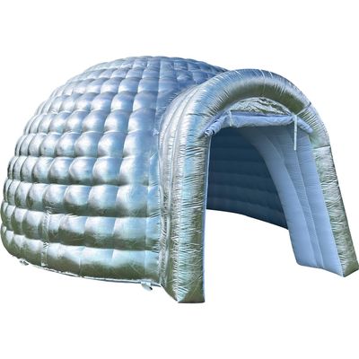 SAYOK Outdoor Portable Inflatable Igloo Dome Tent with Led Light/16.4ft Silver Inflatable Night Club House for Party Wedding Event