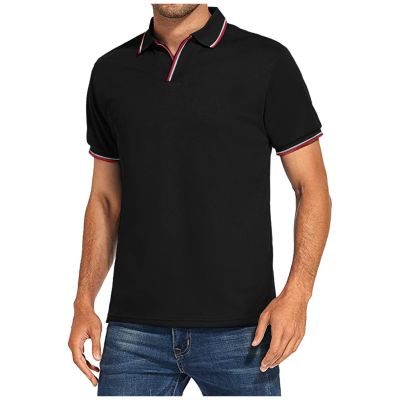 Ymosrh Shirts for Men, Polo Casual Short Sleeve T Shirt Classic Fit Shirts Golf Polos Mens Short Collar Shirts Men Tshirt Men's Short Shirts Fashion Short Shirt Cotton Shirts (L, Black)