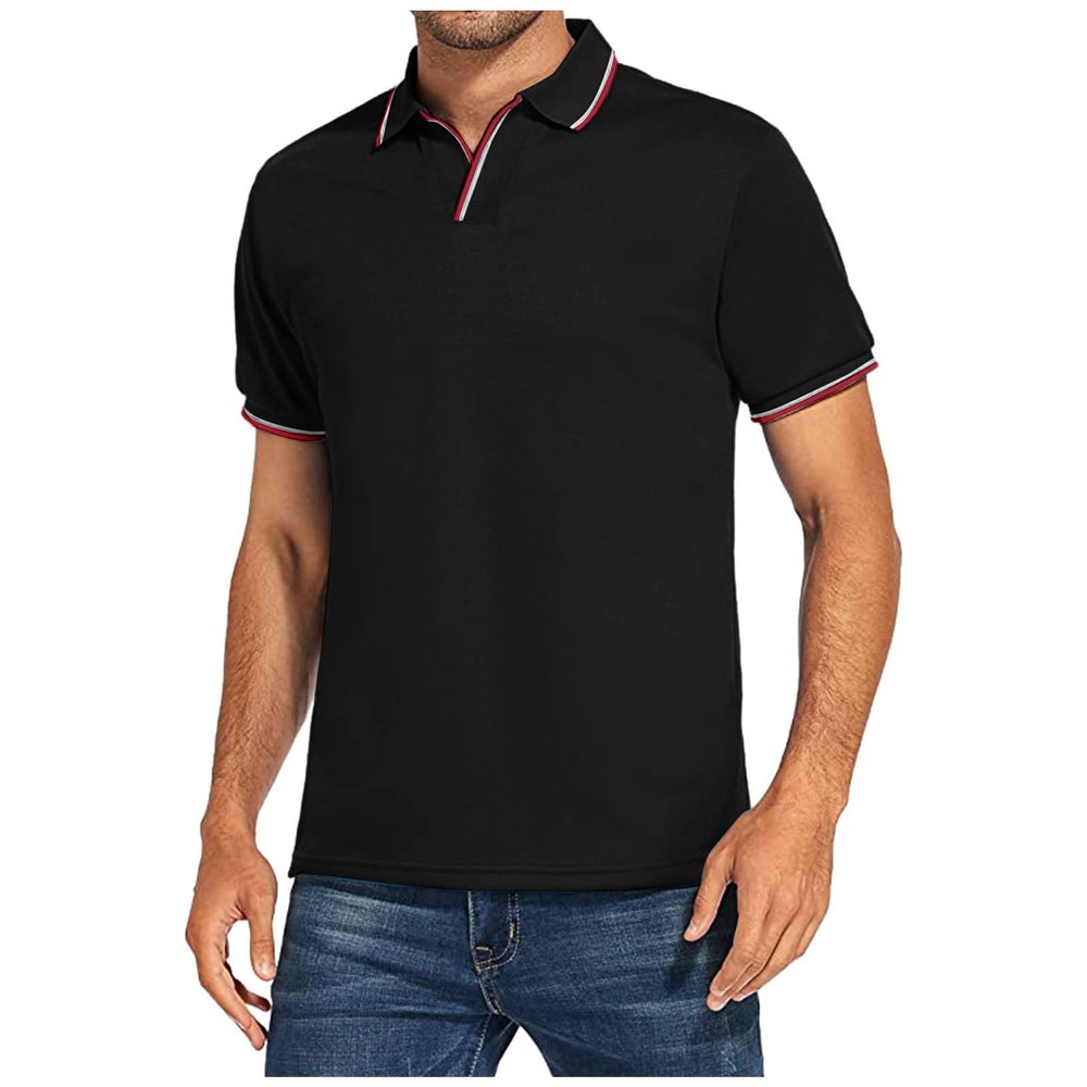 Ymosrh Shirts for Men, Polo Casual Short Sleeve T Shirt Classic Fit Shirts Golf Polos Mens Short Collar Shirts Men Tshirt Men's Short Shirts Fashion Short Shirt Cotton Shirts (L, Black)